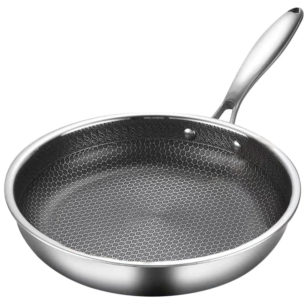 Stainless Steel Frying Pan 26cm Honeycomb Grain Non Stick Wok For All Stoves Steak Cookware Kitchen Supply