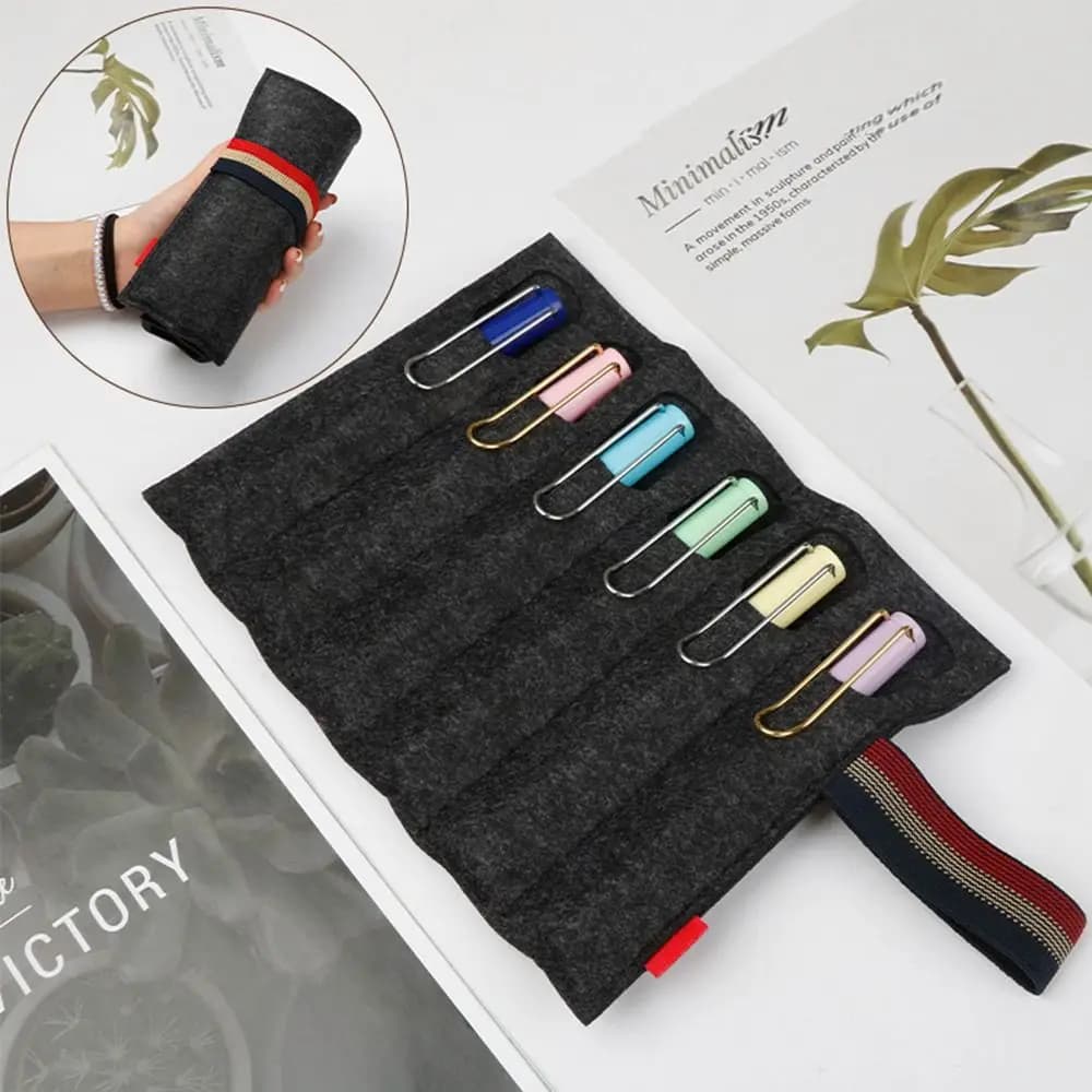 Simple Felt Pen Pouch Multifunctional Pen Curtain Pen Bag School Office