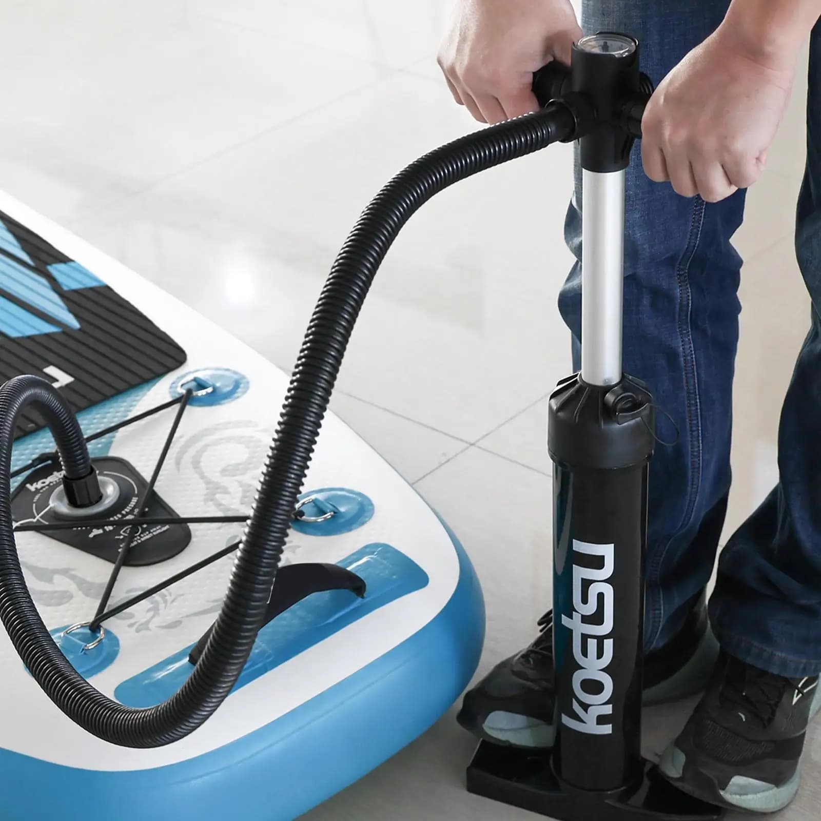 Pompa d'aria per kayak Gonfiatore d'aria compatto per kayak gonfiabile Pompa manuale portatile portatile per sport acquatici Stand up Paddle Board