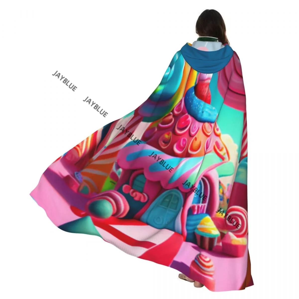 Mantello lungo a mantella Sweet Candy Land Mantello con cappuccio Cappotto Felpe con cappuccio autunnali