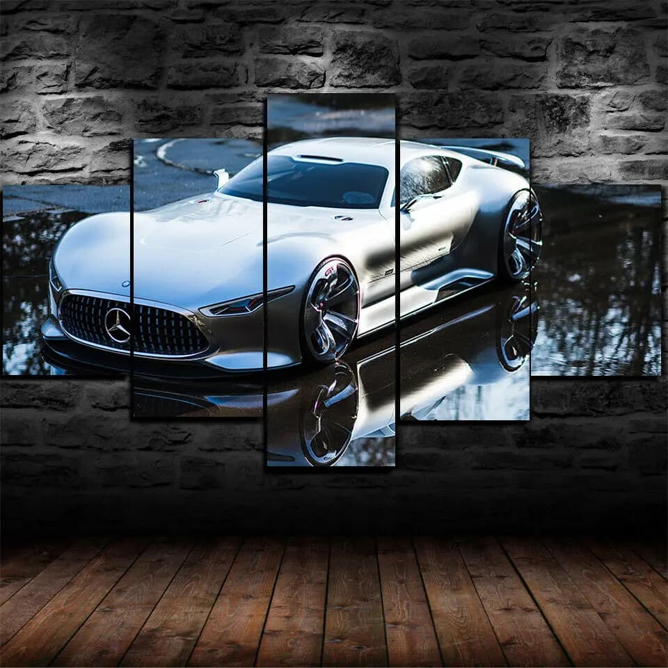 Frameless On Canvas 5 Pieces AMG Vision GT Super Sport Car Industry Wall Art Posters Pictures Paintings Home Decoration Room Furniture