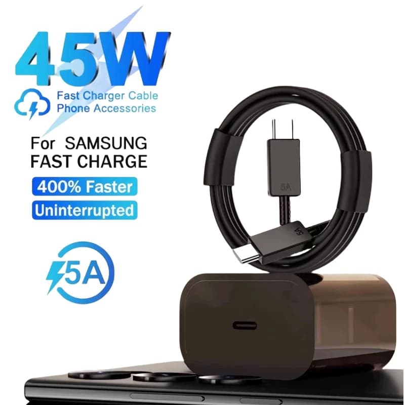 Per Samsung 45W Caricatore Super Veloce Per Samsung Galaxy S24 S20 S21 S22 S23 Ultra Plus A54 5G USB Tipo C Caricatore Cavo di Ricarica Veloce