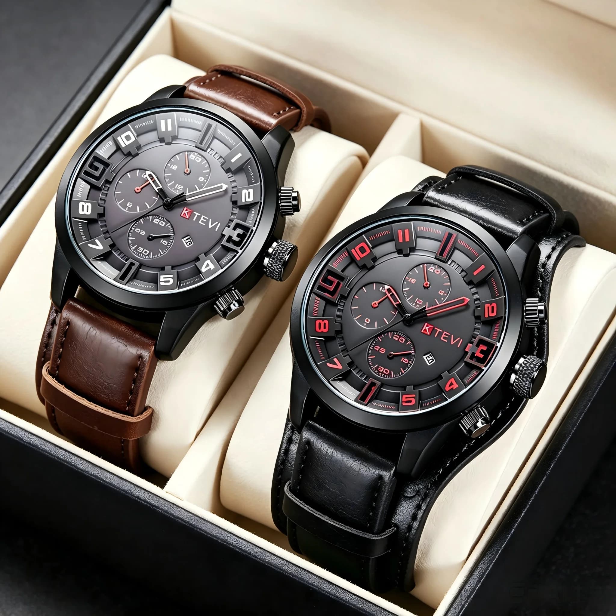 Fashion Arabic Dial Men Quartz Watch Casual Leather Strap Men's Calendar Sports Watches