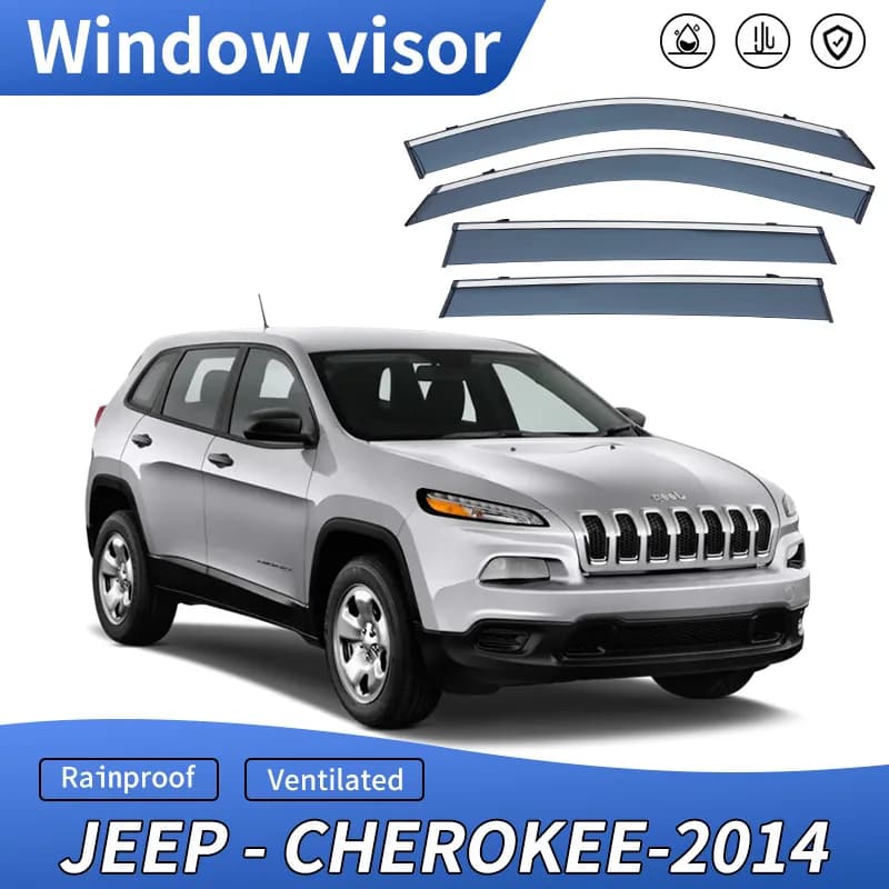 4 Pezzi per JEEP Cherokee 2014-2023, Visiera Parasole per Finestrini Auto, Protezione da Pioggia e Sole, Accessori Auto