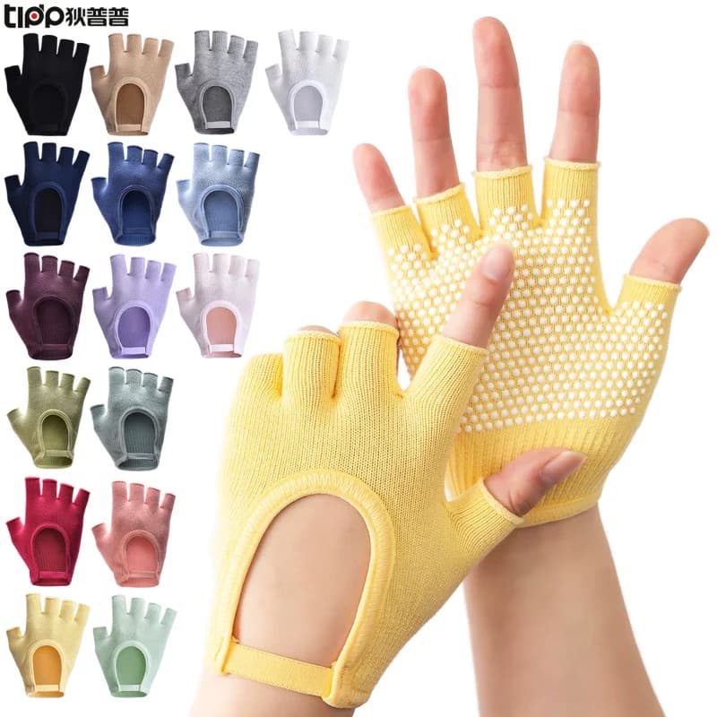 Women's Hand-Free Gloves, Professional Anti-Slip Gloves for Yoga and Gym, Five-Died Gloves Without Posterior fingers for Ladies
