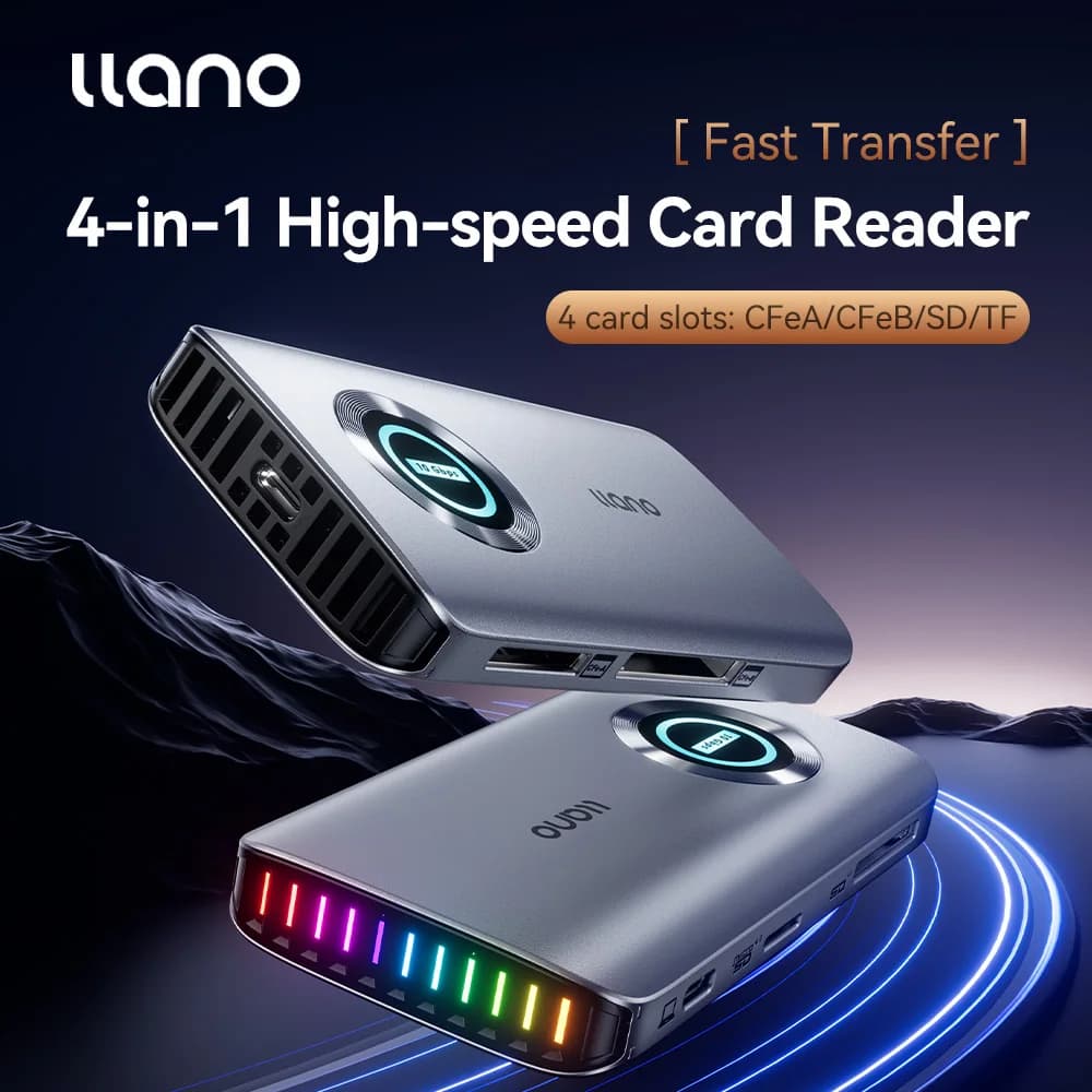 Lettore di schede llano USB3.2 CFexpress SD TF CFeA CFeB per fotografi - 10 Gbps Doppia porta USB-A USB-C Plug & Play per MacBook e Android