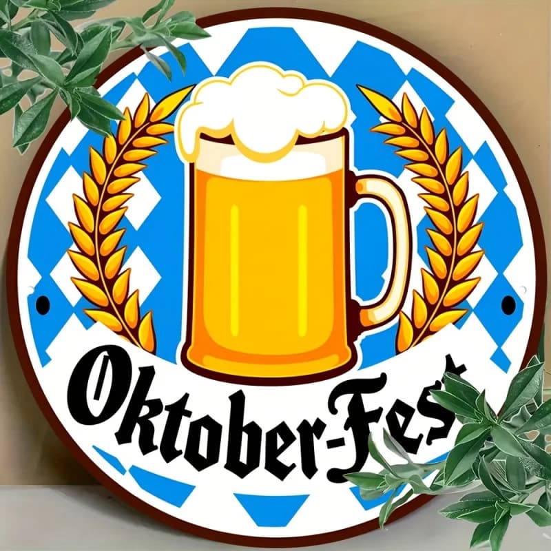 Decorazione da Parete in Metallo a Forma di Boccale di Birra Tedesca - 20x20 cm, Insegna Bavarese Adatta per Arredamento, Bar, Cantina e Feste a Tema Tedesco