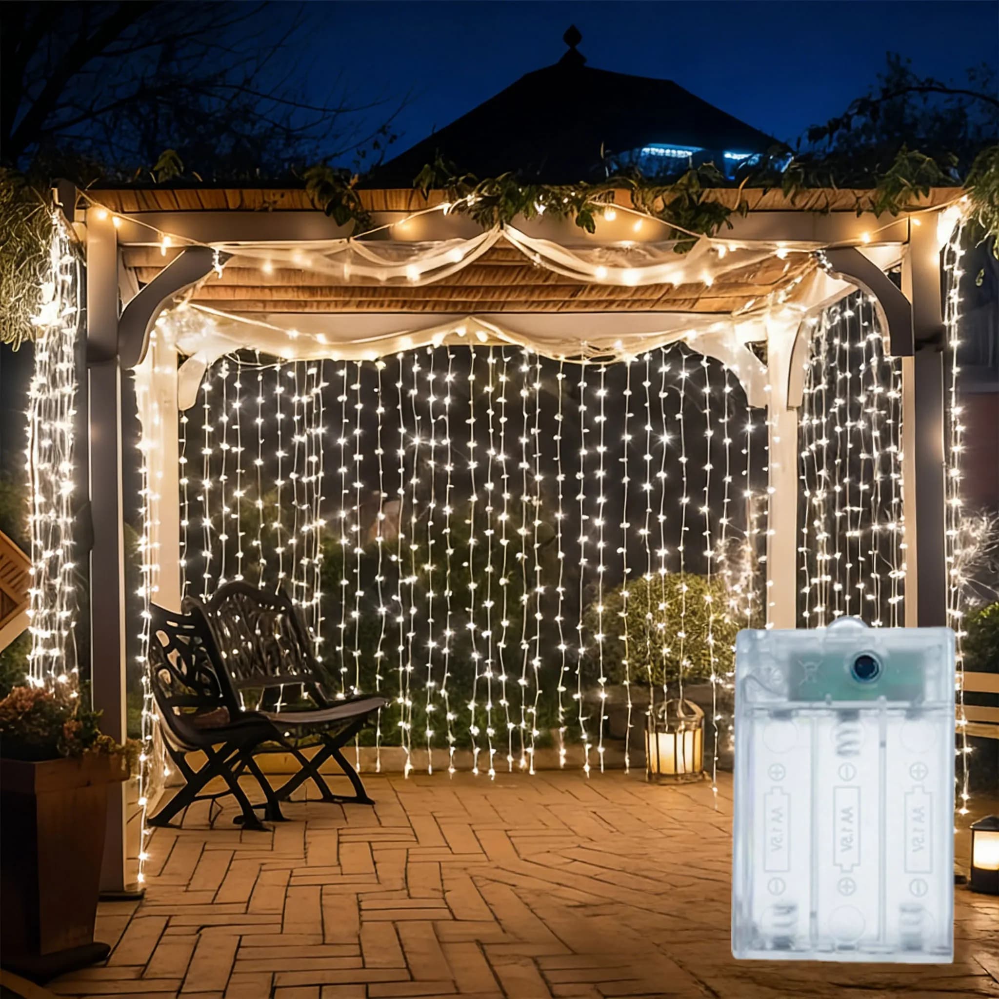 Luci a tenda con 100/200/300/600 LED, 8 modalità, alimentate a batteria, decorazione per Ramadan, Eid Mubarak, matrimonio, regalo per la Festa della Mamma