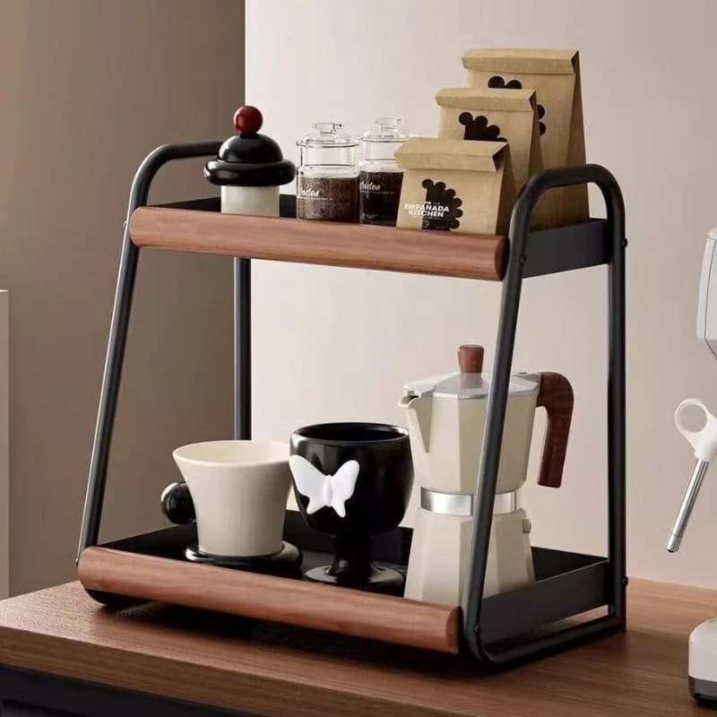 2 Tier Kitchen Spice Rack Countertop Organizer Oil Bottle Holder Seasoning Storage Shelf Multifunction Kitchen Organizer