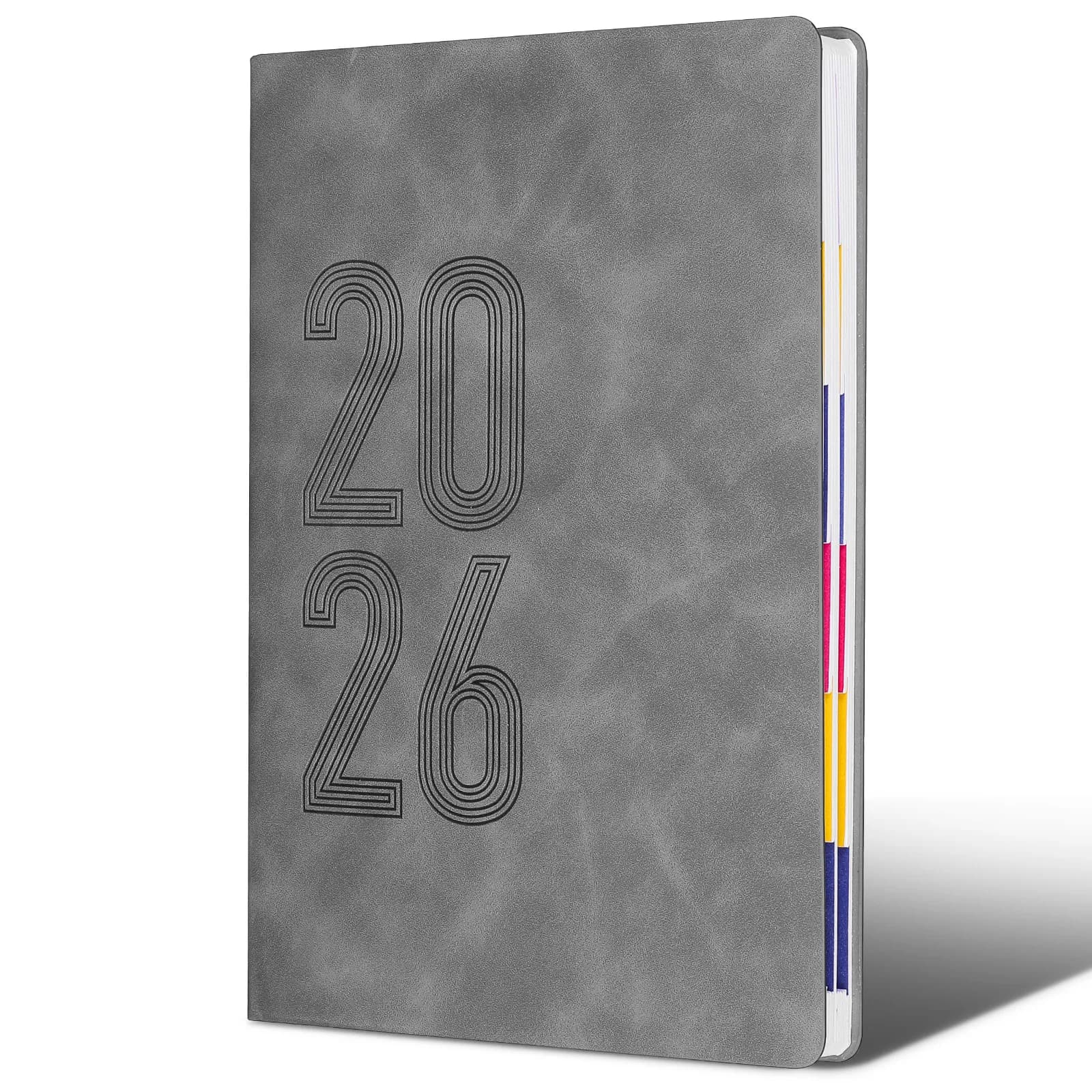 Agenda Giornaliera 2026 A5 con Copertina Morbida in PU, Calendario Settimanale e Mensile, 12 Mesi, Tracker delle Abitudini, Diario per Casa e Ufficio
