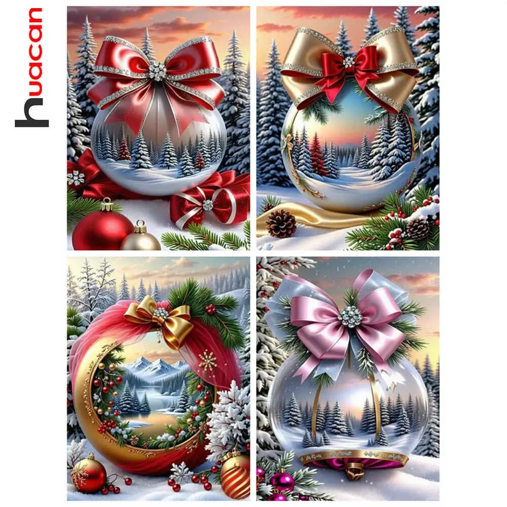 Huacan DIY Christmas Diamond Painting Apple Crystal Ball New Arrivals 2025 Diamond Mosaic Rhinestone Pictures