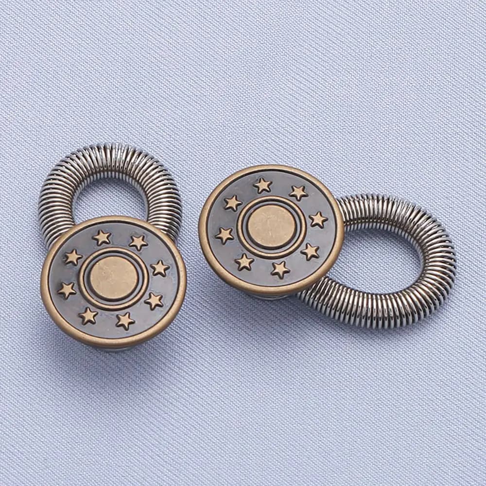 10Pcs Metal Elastic Spring Button Trousers Pants Stretch Extender Accessories Waist Extension 17mm Sewing Tool Jeans Button