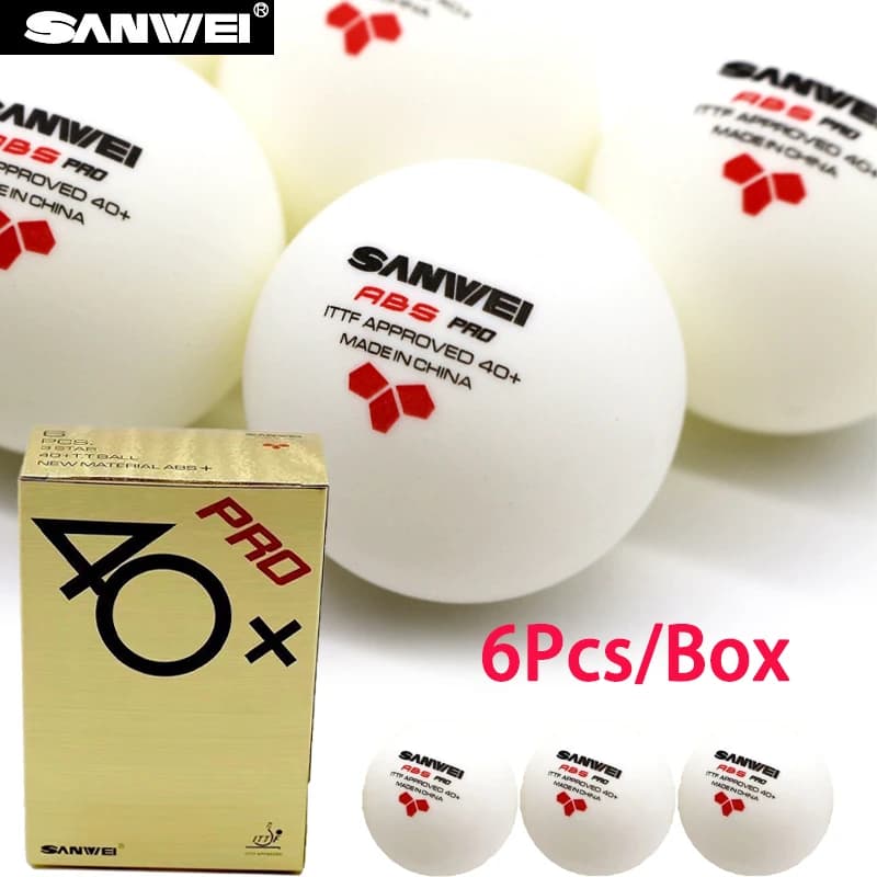SANWEI ABS PRO 3-Star 40+ Palline da ping pong 6 pz/scatola Nuovo materiale Palline da ping pong cucite approvate ITTF per allenamento da competizione