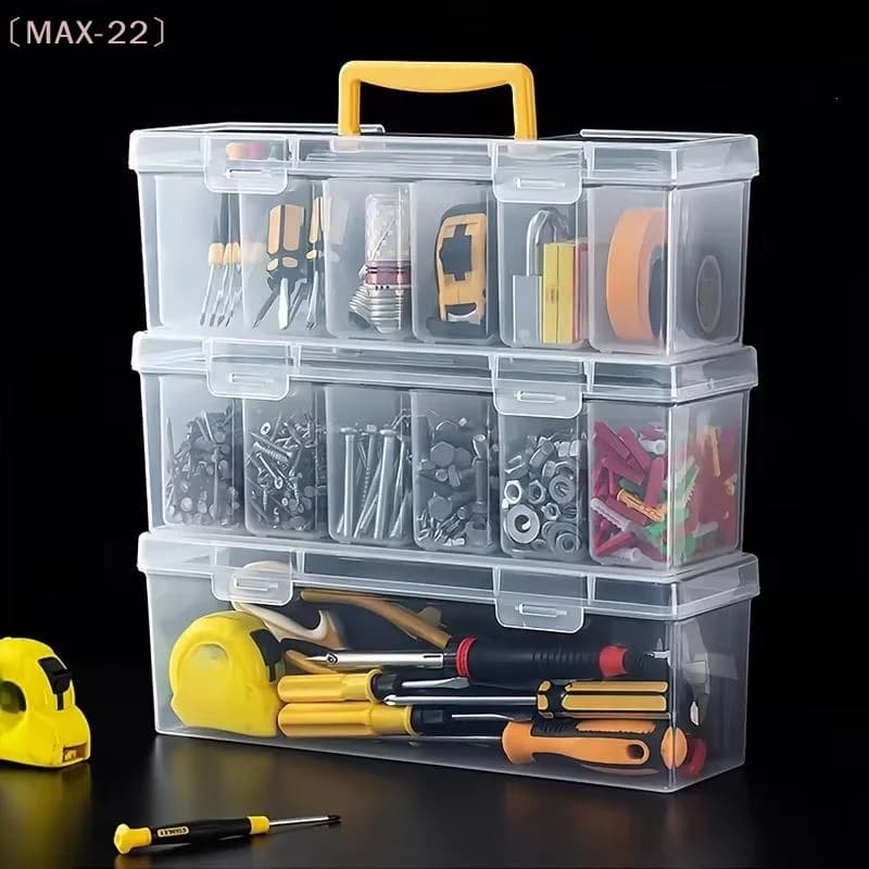 〔MAX-22〕Clear Plastic Spice Storage Container Set Removable Compartments Handle For Kitchen Pantry Seasoning Organizer
