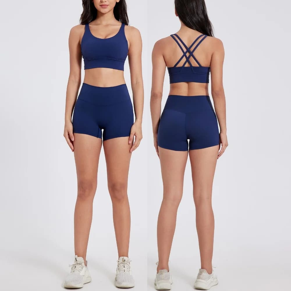 Completo Sportivo Estivo da Donna 2026: Top Yoga con Spalline e Pantaloncini a Vita Alta Effetto Burro, Set Fitness e Ciclismo