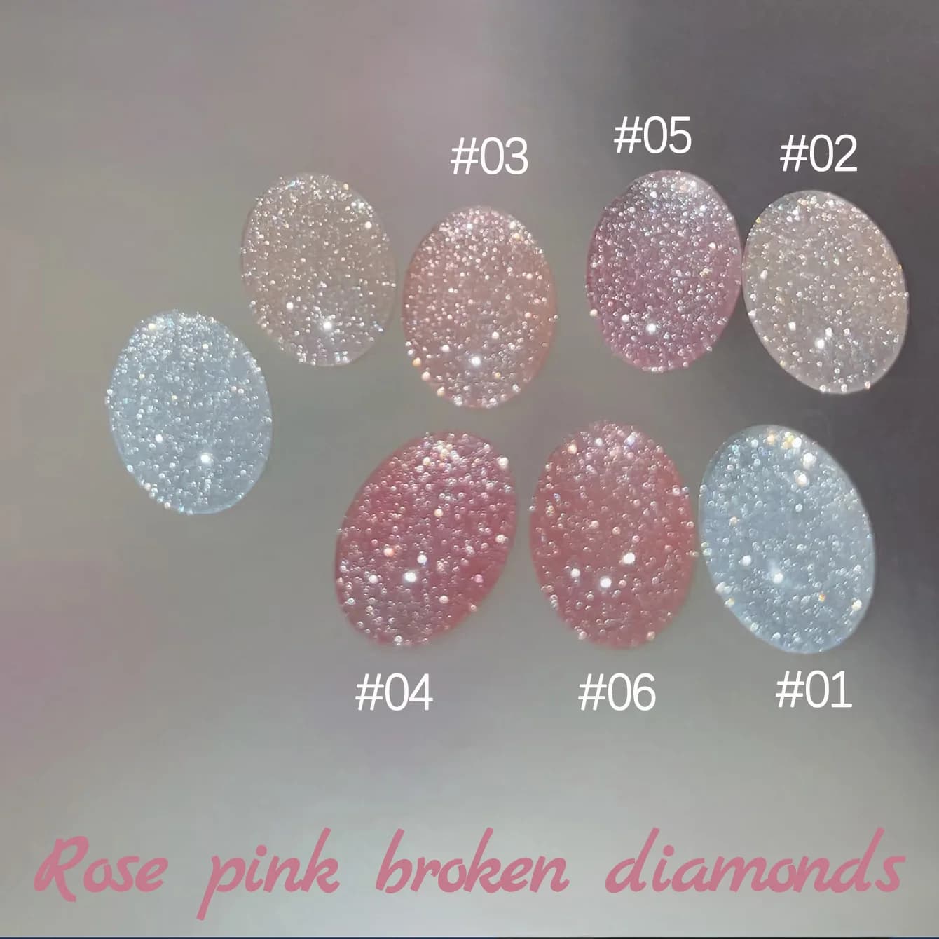 1-6 pz TC 2025 Nuovo Rosa Nuda Rosa Schiacciato Diamante Gel Smalto Per Unghie Scintillante Esplosione Flash Crystal Nail Art Negozio Speciale