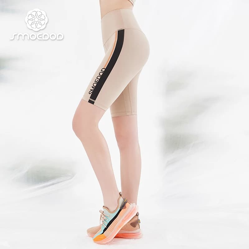 2025 SMOEDOD Women's high waist yoga shorts that lift breathable ass fashion joint cycling pants length five quarters 6312