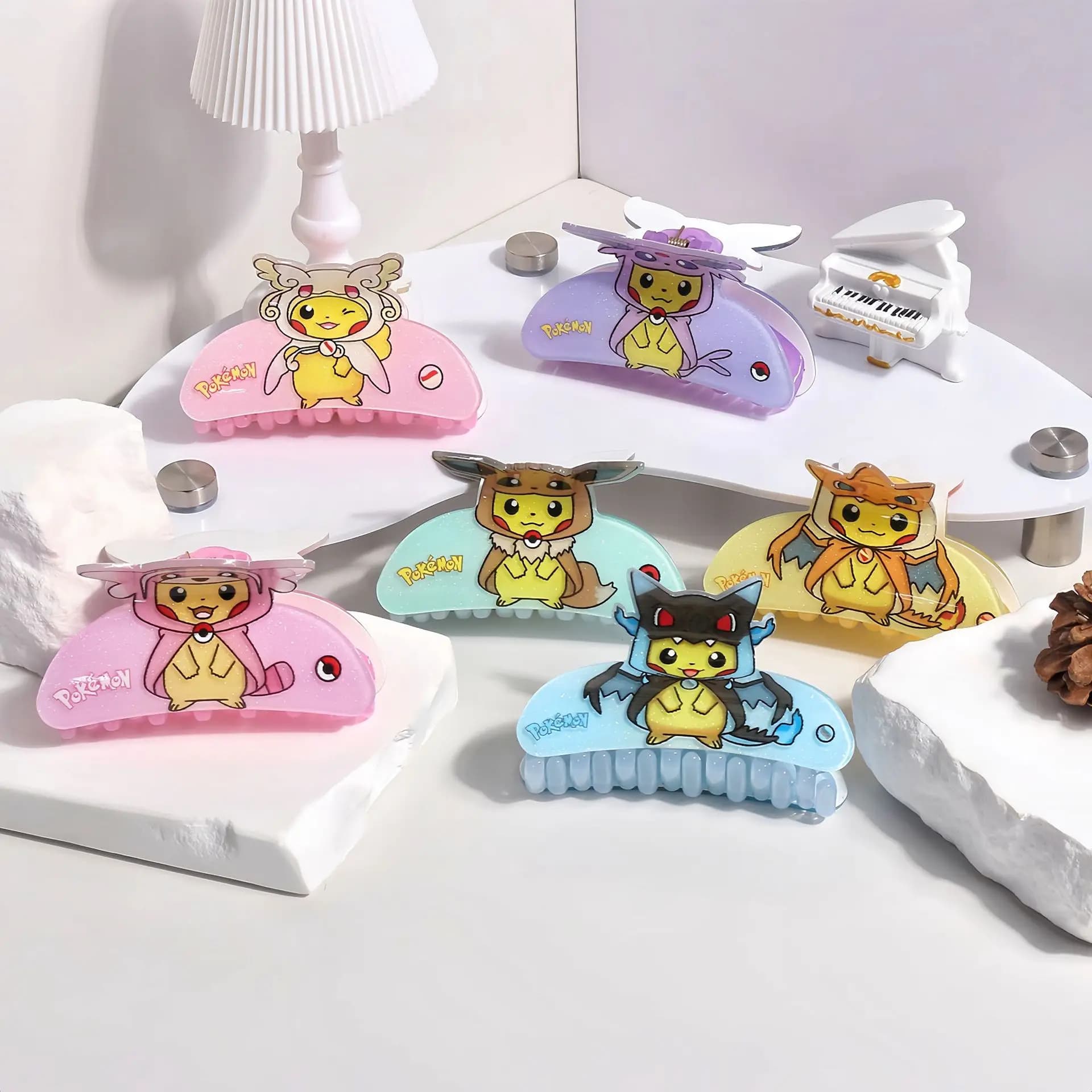 Cute Anime Cartoon Pokemon Pikachu Cosplay Eevee Design Girl Hair Clip Versatile Hair Grab Hair Accessory Gift