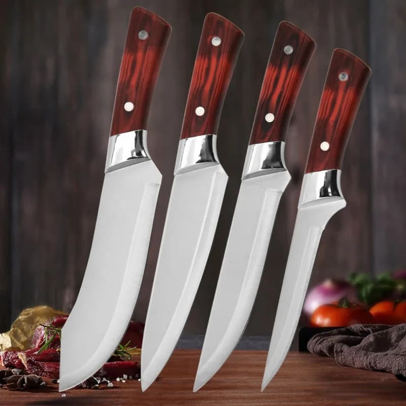 Set of 1-4 Forged Kitchen Knives, Stainless Steel Bone Knife, Chef's Knife for Cooking, Fruit Knife, BBQ Knife, Meat Knives