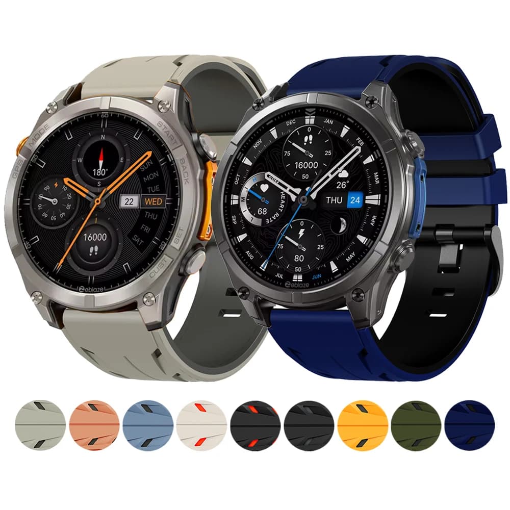 22mm Silicone Strap for Zeblaze Stratos 4 3 2/Vibe 8 7Pro Watchband for Zeblaze Ares 3 Pro/Btalk/Beyond/GTS/Swim Sports Bracelet