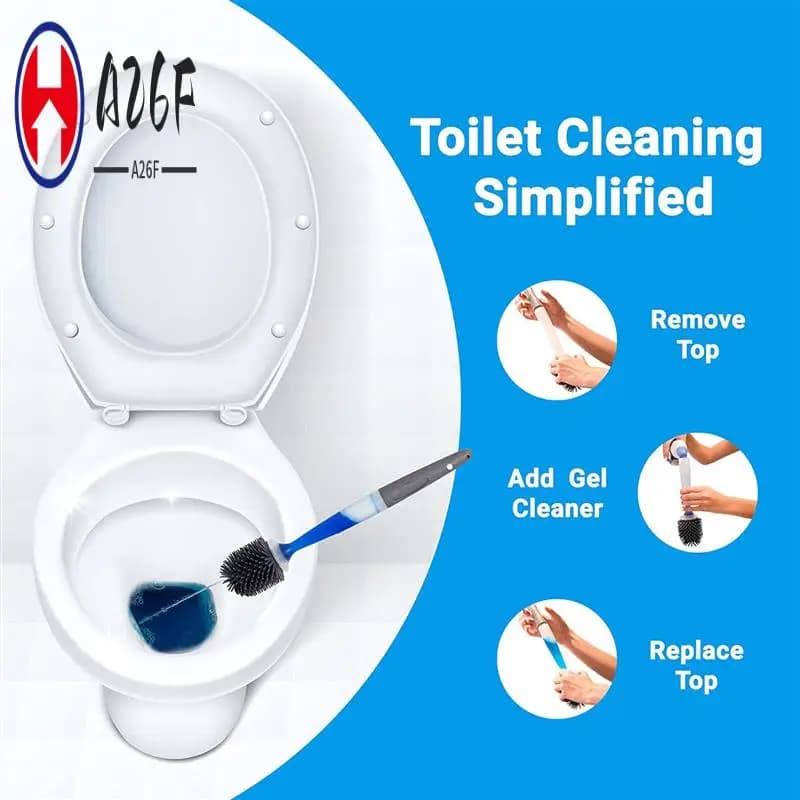 A26F-Scopino per WC, manico ricaricabile per dispensare detergente per WC in gel, supporto ventilato per stoccaggio sanitario - Scopino per WC