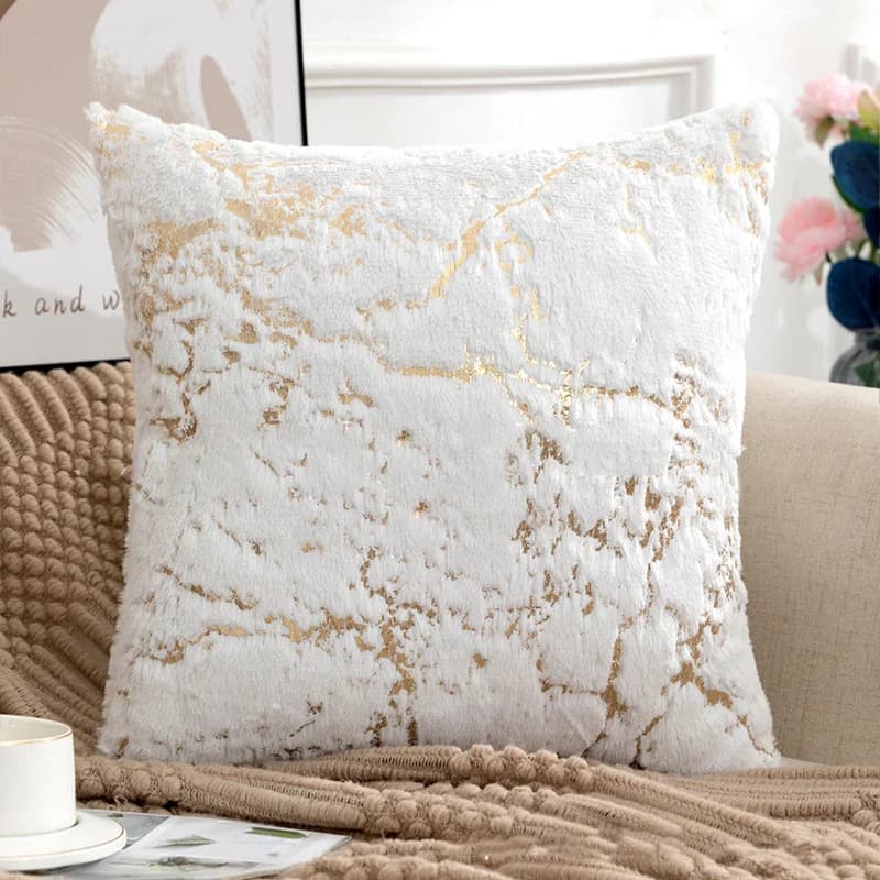 Fodera per cuscino in pelliccia dorata peluche bianca 43x43 Fodera per cuscino decorativa per divano Decorazioni per la casa Federa per cuscino in pelliccia grigia nera