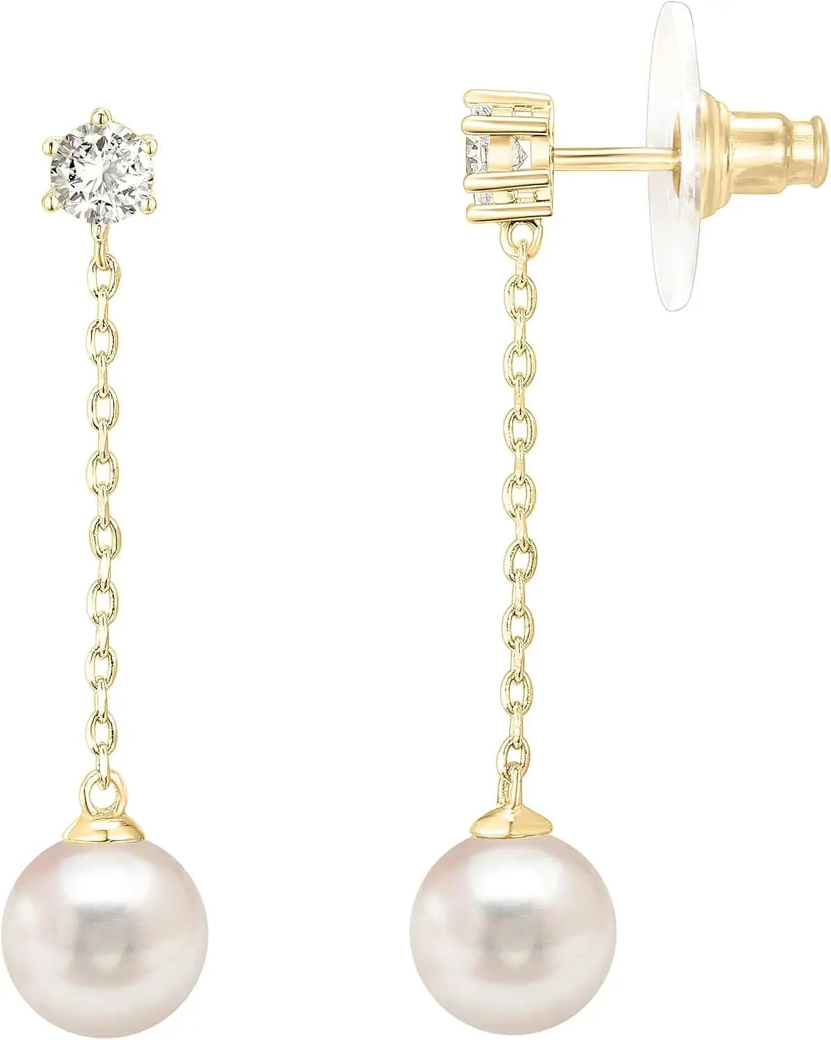 Orecchini pendenti con perle a conchiglia in argento sterling placcato oro 14k | Orecchini di Perle per Donne