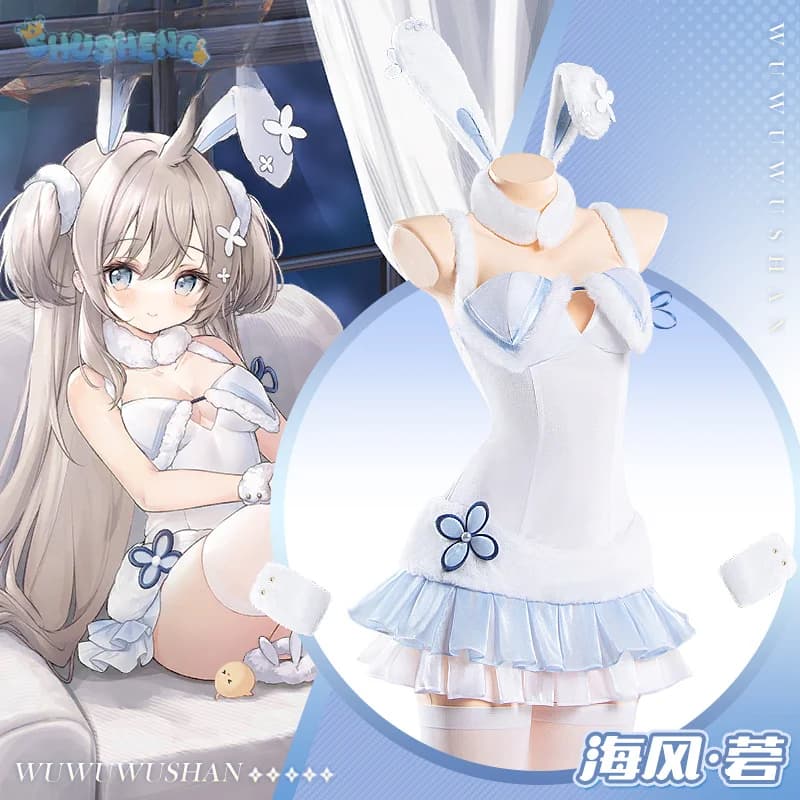 Umikaze Costume Cosplay Gioco Anime Azur Lane Girl nuovo dolce coniglietto camicia da notte fascia calzini collana set di abiti da festa di Halloween