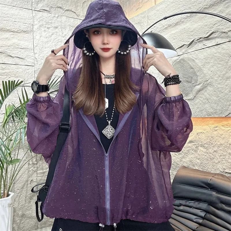 Sunscreen Top Jacket Women Summer 2025 New Loose Plus Size Sun Protection Breathable Outdoor Hooded Sun-Protective Clothing Coat