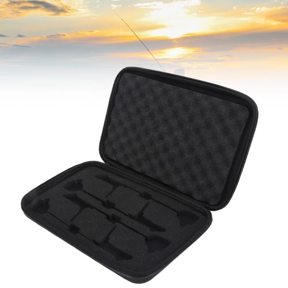 PVC Bite Alarm Hanger Box with Sponge 33*22*5cm Bite Alarm Hanger Case with Zipper Black Carp Fishing Tackle Box for Angler