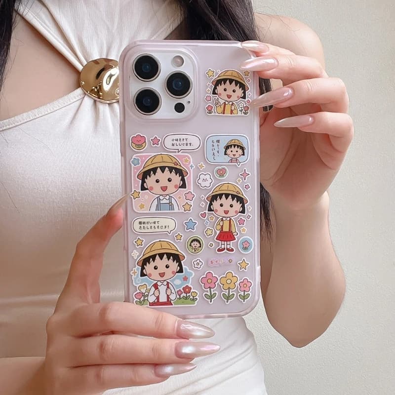 Cute Cartoon Japan Anime Chibi Maruko-chan Phone Case For iPhone 17 16 15 14 13 Pro Max Cases Shockproof Hard Cover