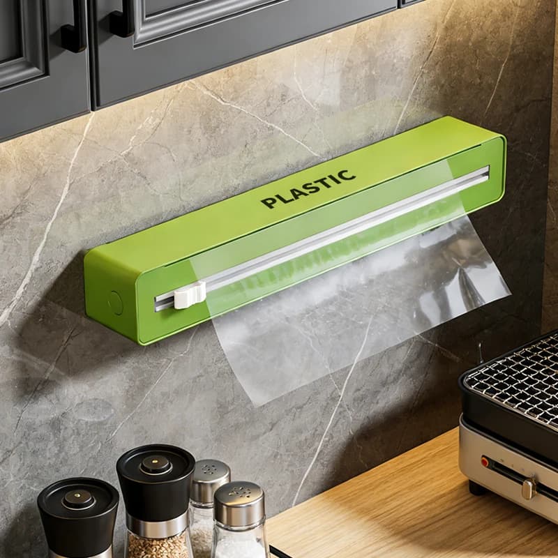 Dispenser regolabile per pellicola trasparente, taglierina scorrevole da parete, adatto per pellicola trasparente/foil di alluminio/carta cerata