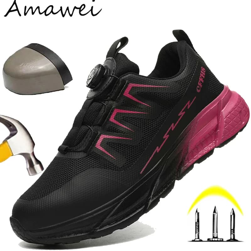 Scarpe antinfortunistiche da donna Sneaker con punta in acciaio Stivali antinfortunistici da lavoro sportivi Scarpe da lavoro antiforatura Stivaletti indistruttibili anti-sfondamento
