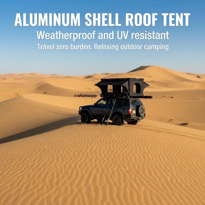 Tenda da Tetto Ultra-Sottile in Alluminio da 17cm, Apertura Automatica Idraulica, Impermeabile, per 2 Persone, per Campeggio e Overlanding su SUV