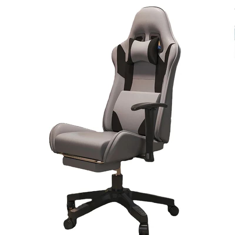 Sedia da ufficio comoda con poggiapiedi alla moda Sedia da gioco grigia ergonomica mobile estetica Mobili per la casa da giocatore con schienale alto alla moda