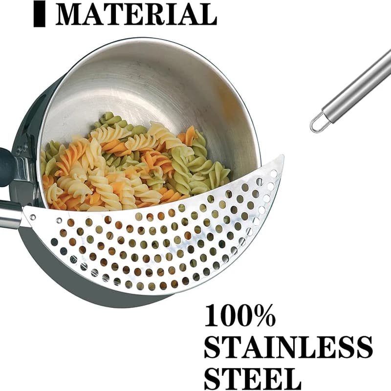 Stainless Steel Pan Pot Strainer With Handle Pot Strainer Pan Drainer For Spaghetti Fry Noodles Fruit Vegetable BHL2263-FRO