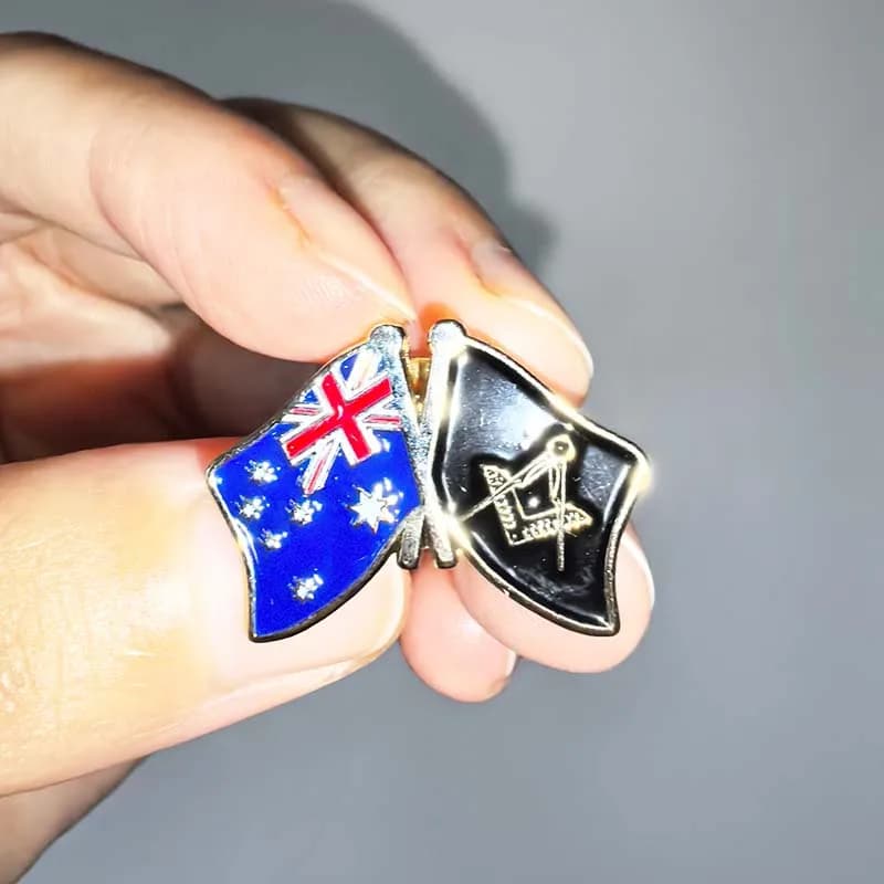 50 pz Spille da Bavero AU Master, Distintivi Massonici con Bandiera Australiana e Britannica, Spille con Simboli di Bussola e Squadra, Spille con Bandiera Nazionale USA e Svezia