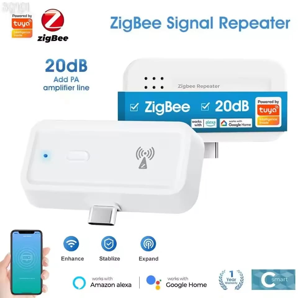Amplificatore di Segnale ZigBee Compatibile con Gateway Hub ZigBee Tipo C, Ripetitore Wireless per Alexa e Google Home