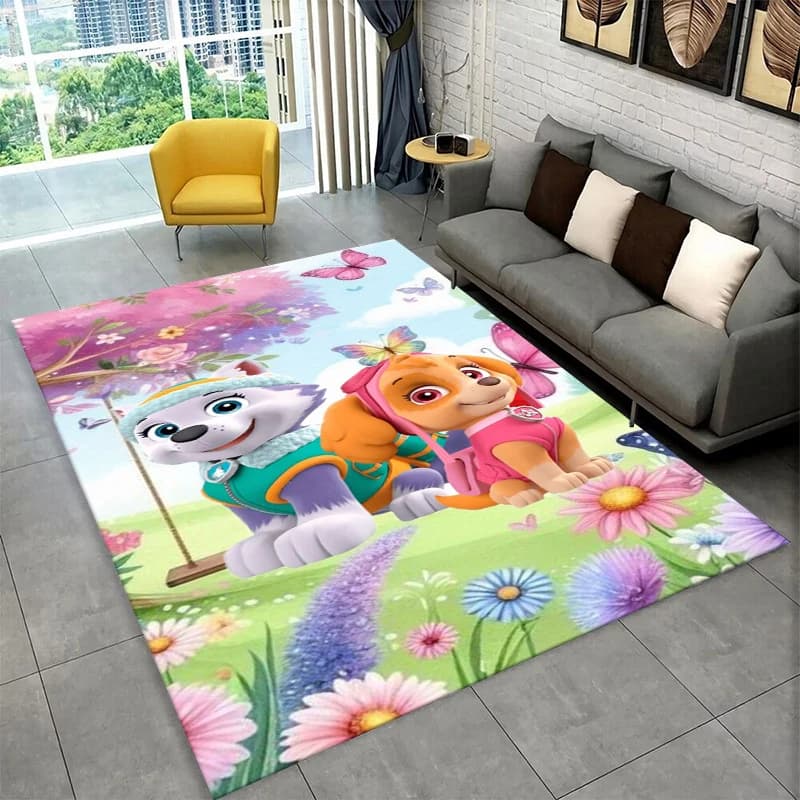 Tappeto Cartoon P-Patrol con Cane Carino per Sala Giochi, Camera da Letto, Soggiorno, Divano, Decorazione Casa, Tappeto Antiscivolo per Area Giochi Bambini
