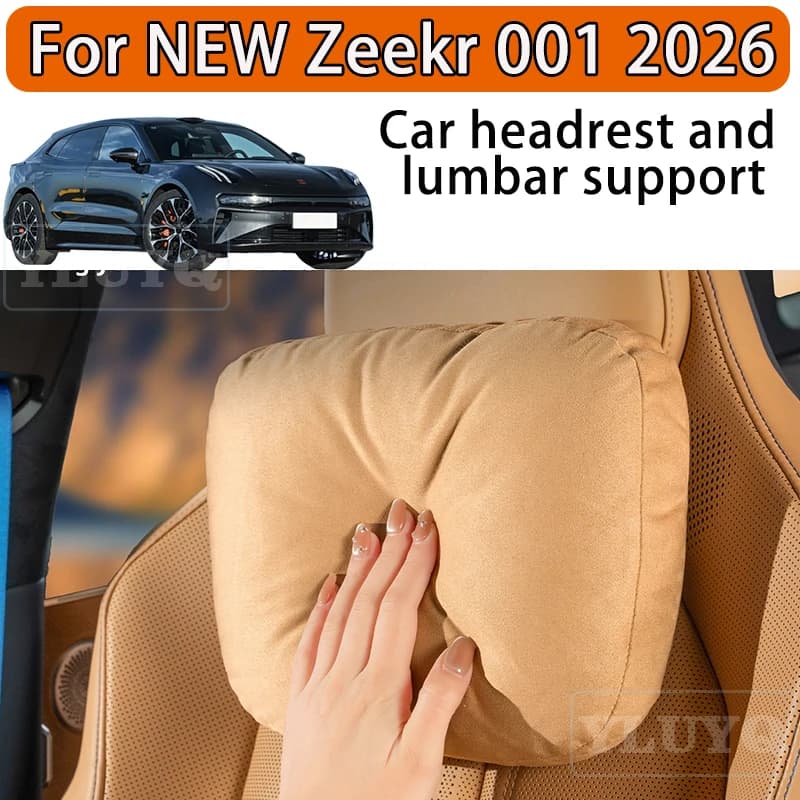 Cuscino poggiatesta in pelle scamosciata, supporto lombare, cuscino per il collo, cuscino lombare per auto ZEEKR 001 2026, accessori interni auto