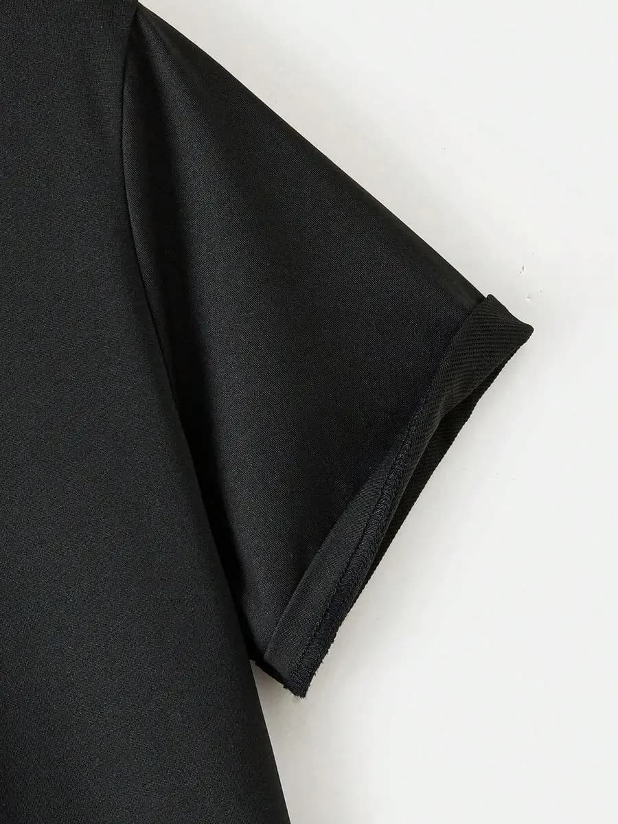 Set di t-shirt e pantaloncini neri in poliestere da uomo, abbigliamento casual da strada, abbigliamento sportivo estivo
