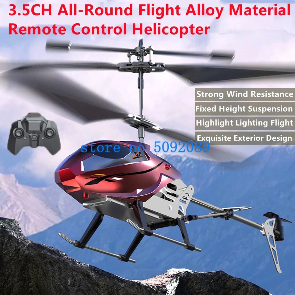 Elicottero telecomandato portatile in lega resistente al vento 2.4G Omnidirezionale Volo Hover Illuminazione notturna RC Drone Giocattoli regalo per bambini