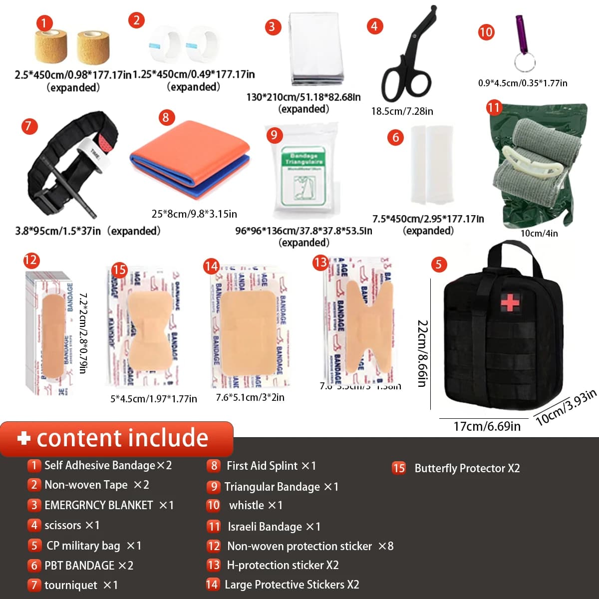 Kit di pronto soccorso di sopravvivenza da 28 pezzi, kit di pronto soccorso per strumenti di sopravvivenza professionale, kit di pronto soccorso per traumi di qualità industriale
