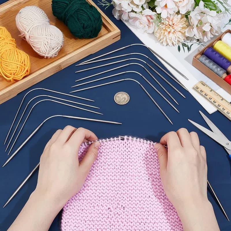 15 pezzi ferri da maglia circolari ferri da maglia flessibili aghi con ferri da maglia magici a doppia punta aghi da maglia