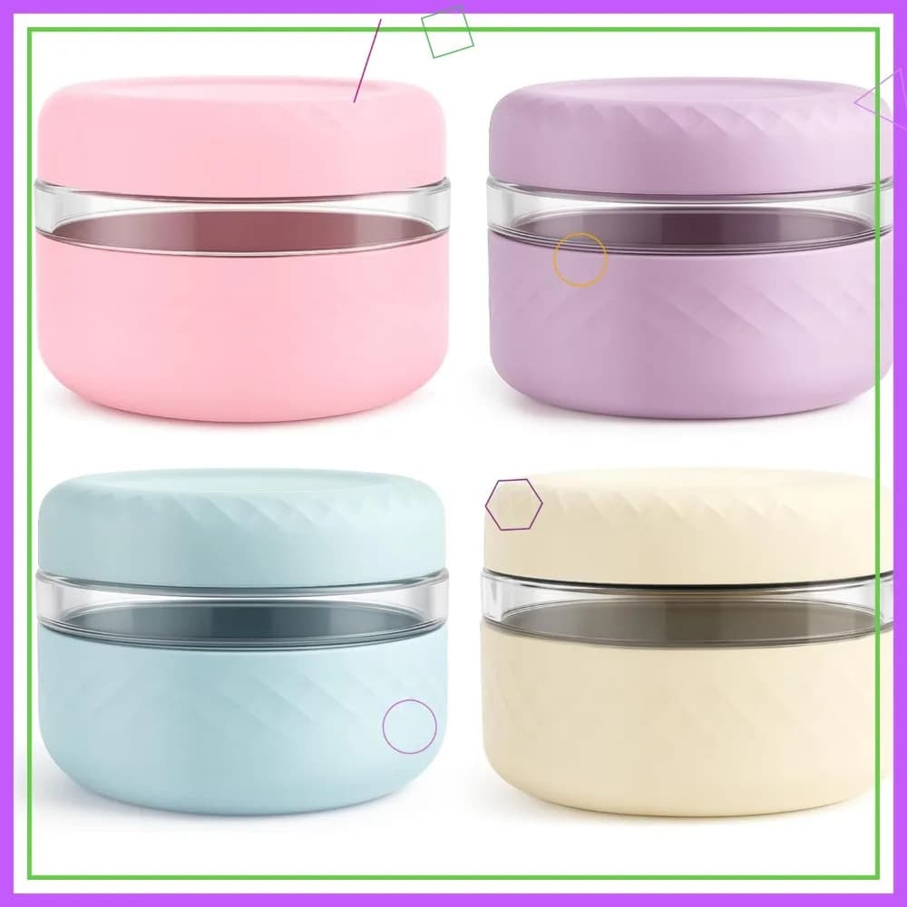 Set di 4 Ciotole in Vetro da 16 oz con Coperchi Ermetici, Senza BPA, Adatte a Microonde e Lavastoviglie, Contenitori per Preparazione Pasti