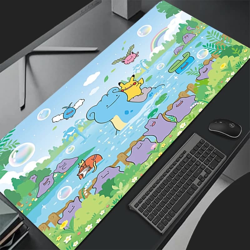 Tappetino per Mouse Anime Pokemon Pikachu XXL, Grande Tappetino per Tastiera e Scrivania, Tappeto in Gomma per Gaming, Mousepad per Notebook