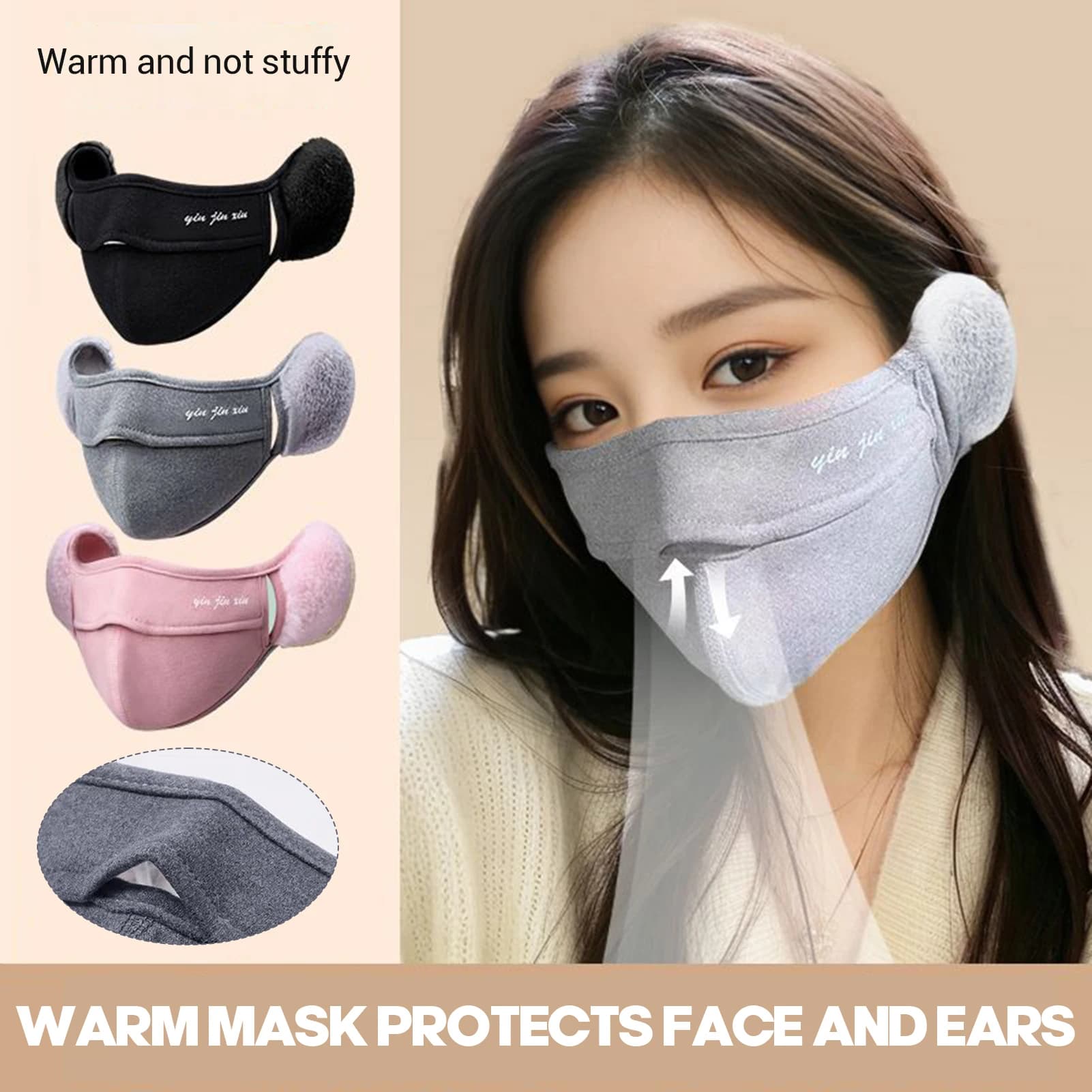 Maschera invernale calda con paraorecchie in pelliccia di coniglio Protezione antivento per la stagione fredda Maschere traspiranti per uomo donna unisex