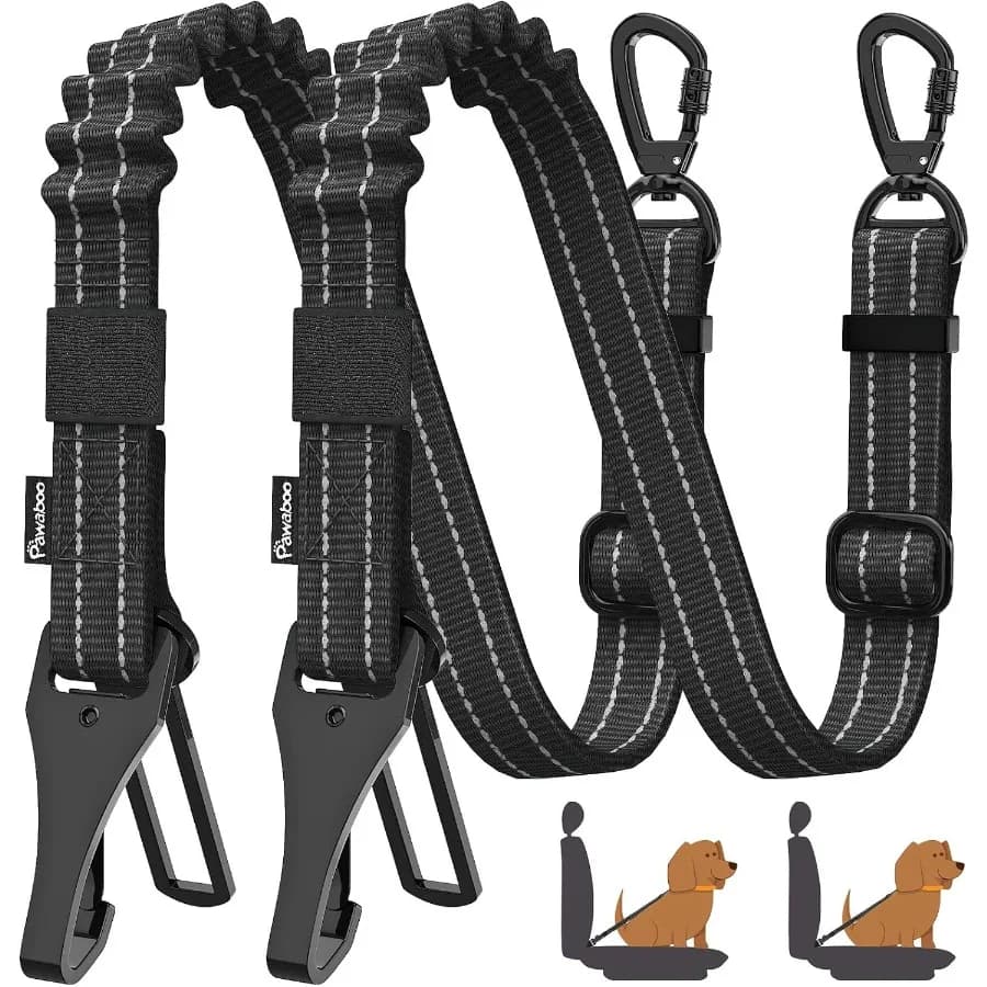 Cintura di sicurezza per cani da 2 pezzi per auto Cintura di sicurezza per auto per cani 3in1 Bungee antiurto per cani per auto con fibbia Gancio di chiusura Rifle regolabile