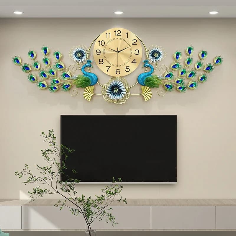 Orologio da Parete Meccanico a Forma di Pavone, Design Estetico per Camere da Letto, Orologio Silenzioso, Stile Nordico Semplice, Decorazione per la Stanza