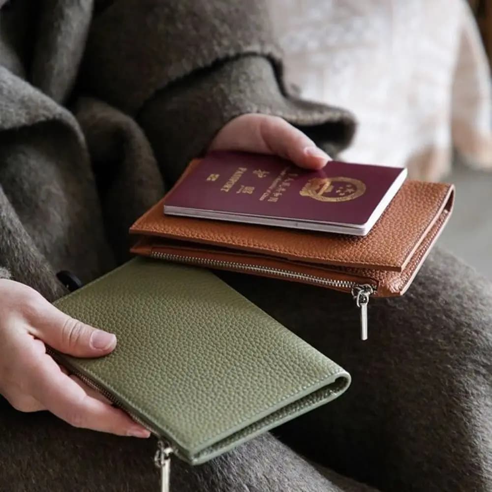 Card Holder PU Passport Bag Ultra-thin Ticket Holder Passport Clip Airplane Check-in Multifunctional Card Storage Bag Men